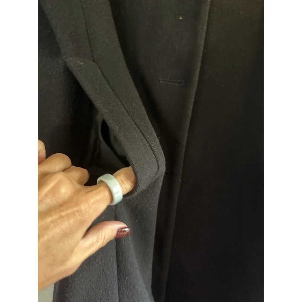 Anne Klein Coat Womens 16 Black Wool Single Breasted Collared Mid Length Lined